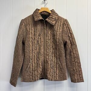 Vintage‎ Womens Old Money Bubble Popcorn Quilted Zip Jacket Size M Reversible